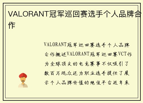 VALORANT冠军巡回赛选手个人品牌合作